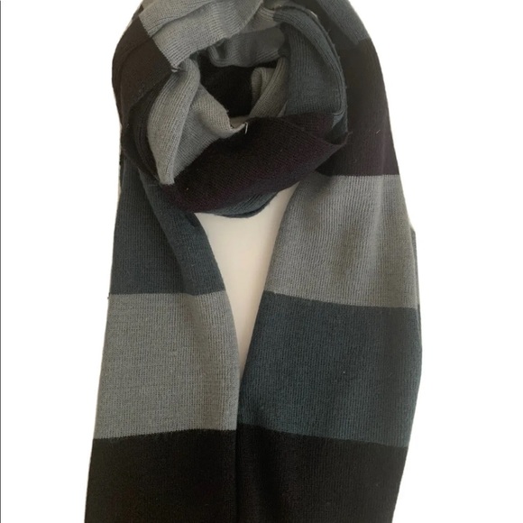 Calvin Klein Scarf Grey Stripe Black 72 X 9.5 Winter Fall - Picture 3 of 12
